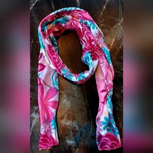 Floral Pink and Blue Scarf